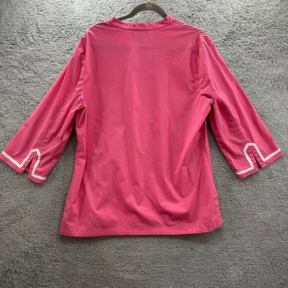 Jones New York Large Pink Tunic Top‎ Embroidered Floral V-Neck 3/4 Sleeves - Picture 8 of 10